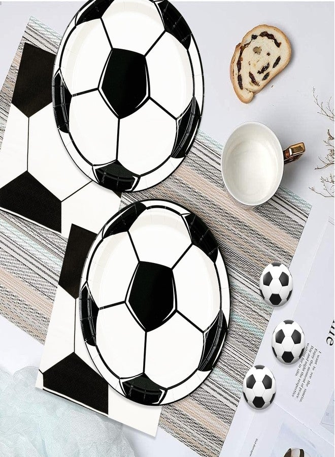 HFBOBP 50PCS Soccer Plates and Napkins Party Decorations, 7inch Disposable Soccer Themed Birthday Paper Plates and Napkins Tableware Set Sports Party Supplies for Birthday Baby Shower Game Favors - Image 2